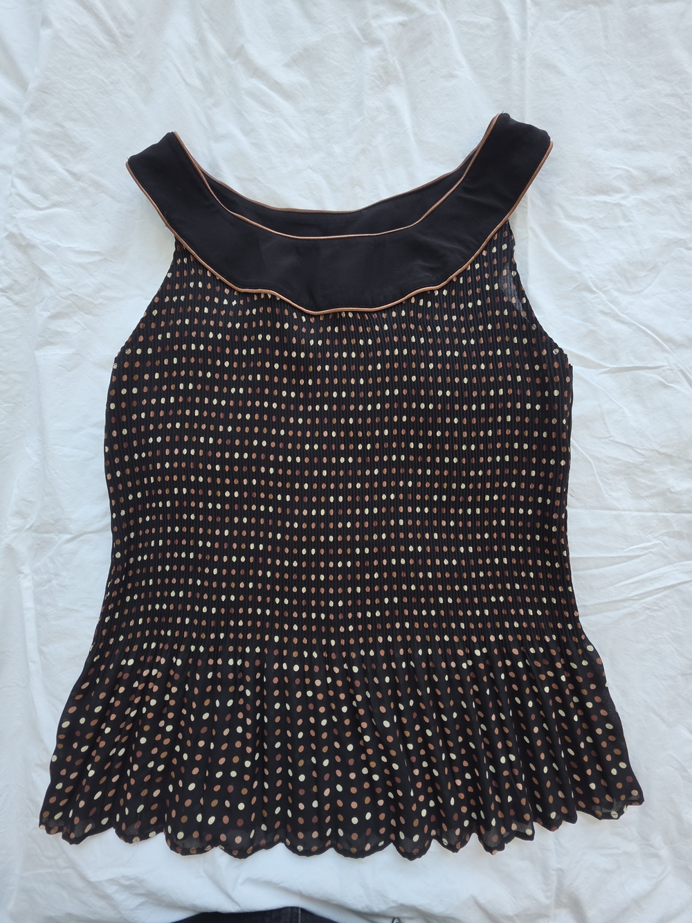 Dressbarn Sleeveless Black Polka Dot Peplum Top Size 1X